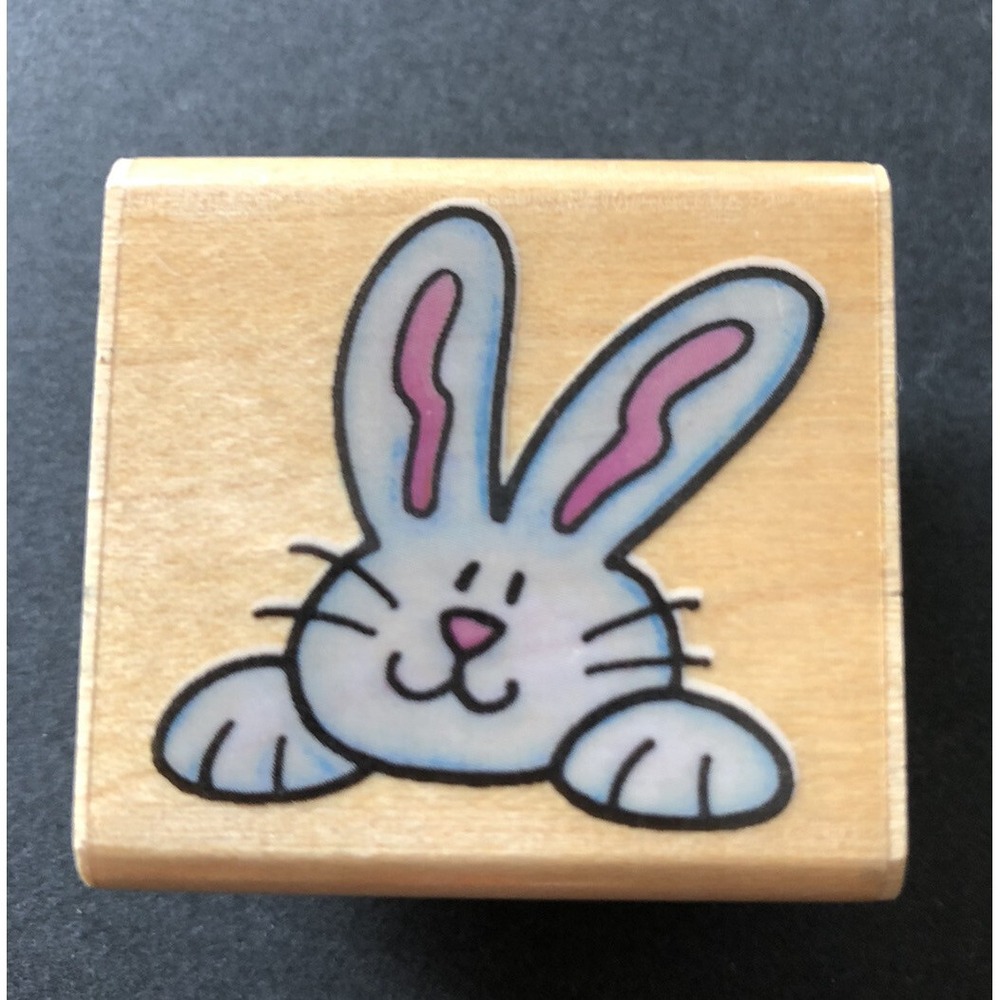 Rubber Stampede Rubber Stamp Bunny Face Rabbit Easter 754-C Wood Mounted